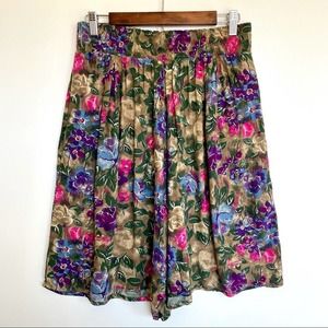 Vintage Floral Culottes JRT Cropped Wide Leg Pants